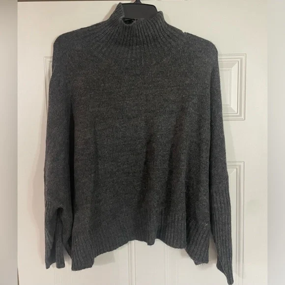 World Market Grey High Neck Chunky Sweater One Size Neutral Staple Lagenlook - Picture 1 of 6